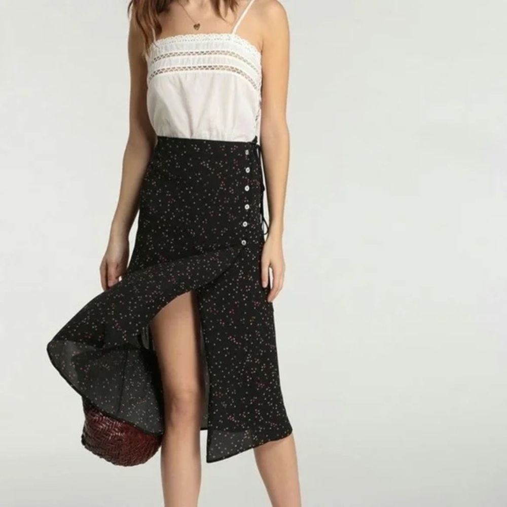 Rouje Gloria Skirt Black Red Polka Dots Size 36